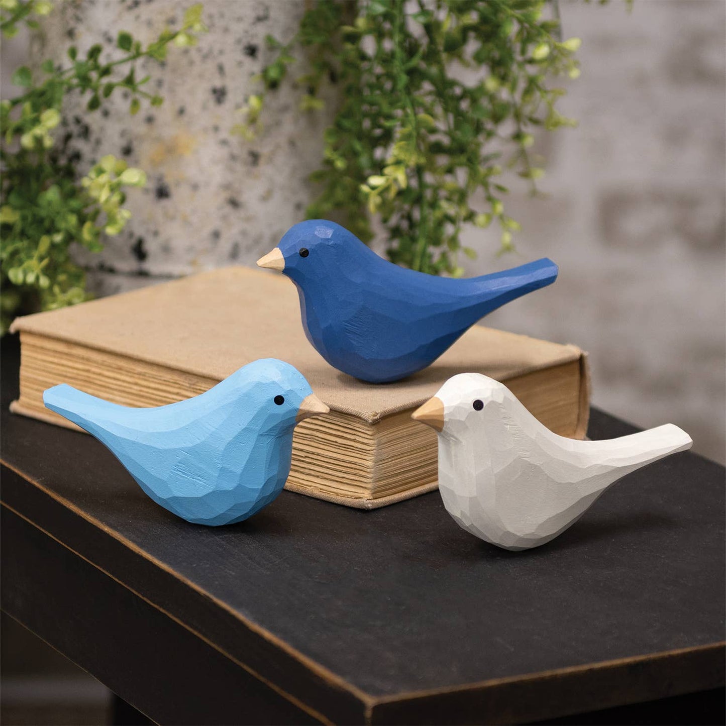 White Carved Bird Sitter - 2-3/4 In