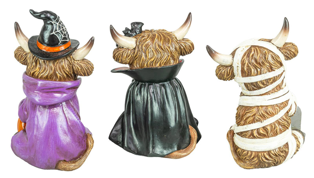Witch Costumed Halloween Highland Cow 5"