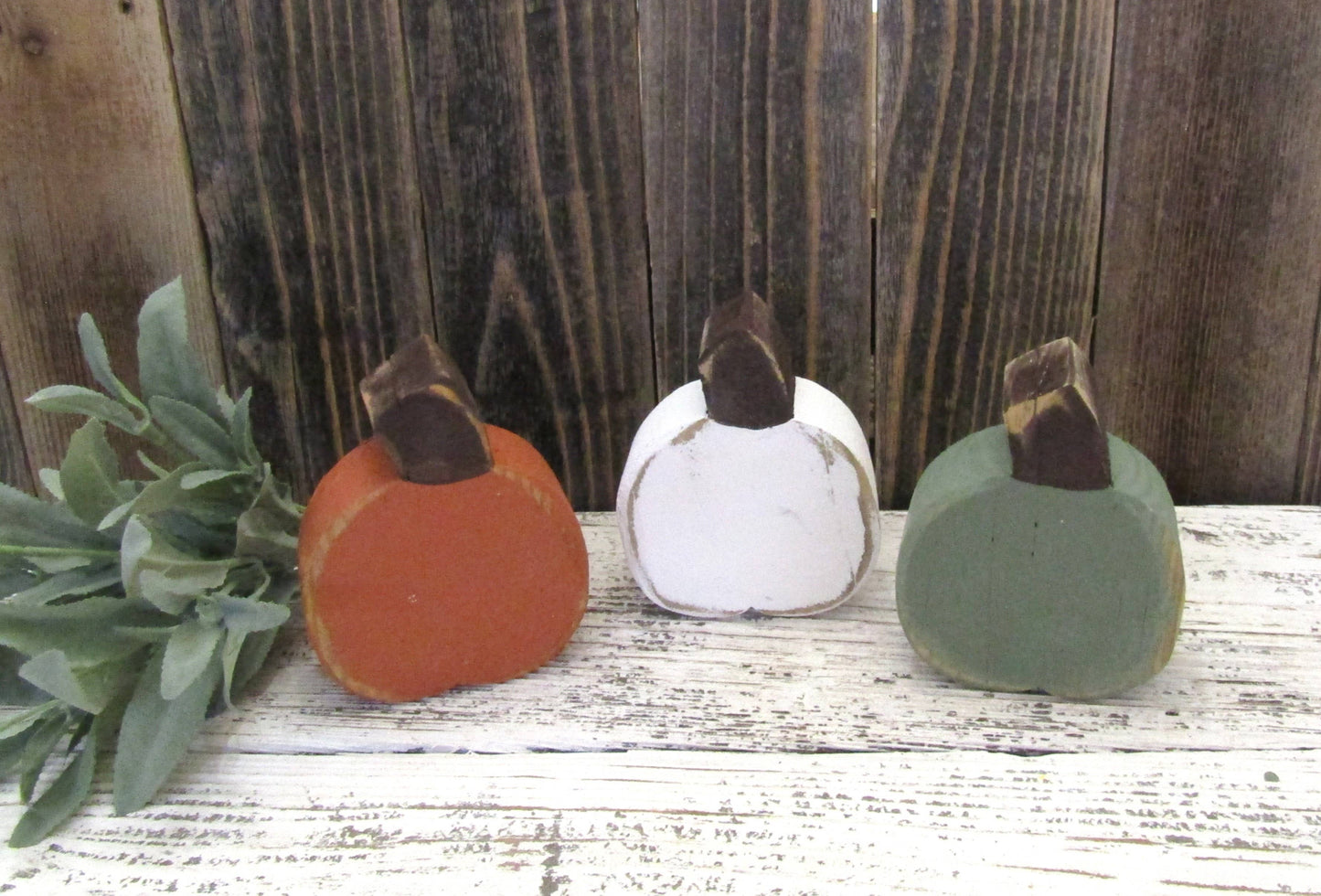 Rustic Chunky Pumpkin Fall Table Decor: Green