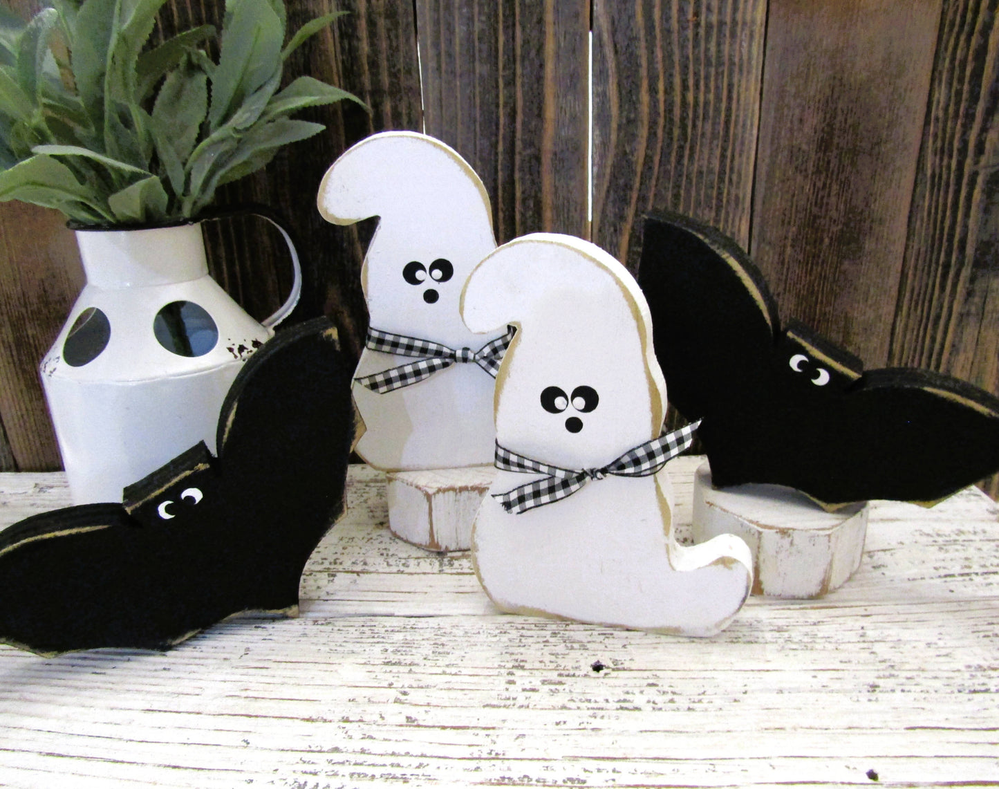 Chunky Wood Ghost or Bat Halloween Decor: Bat