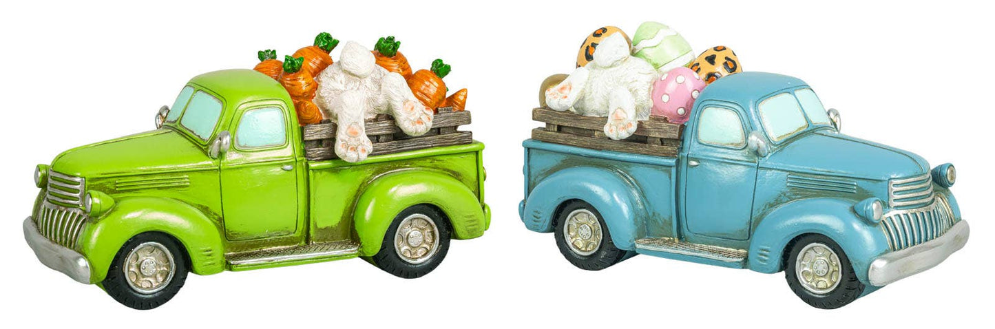 Blue Easter Pickup Truck Bunny Tabletop