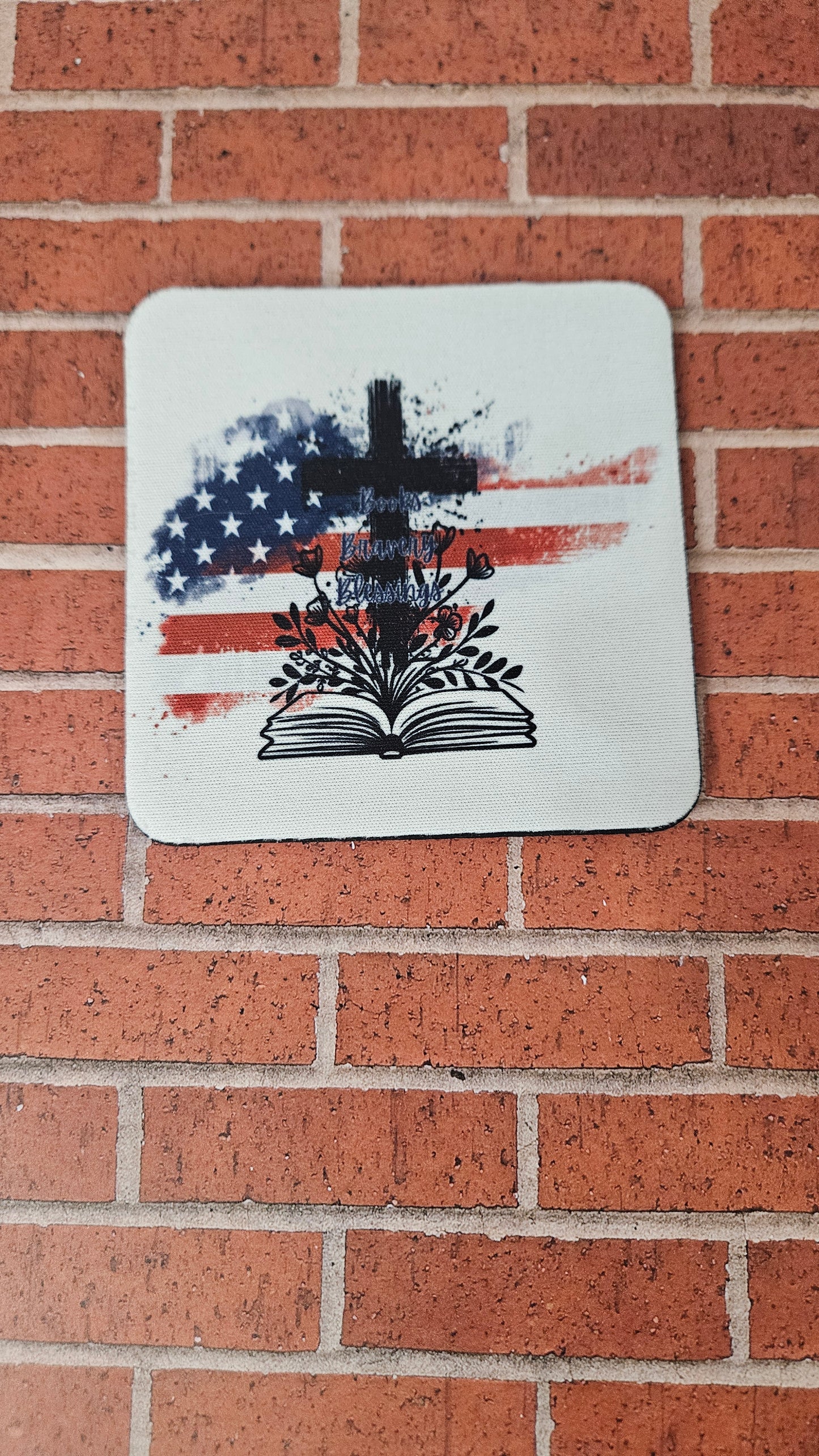Books, bravery, and blessings coasters