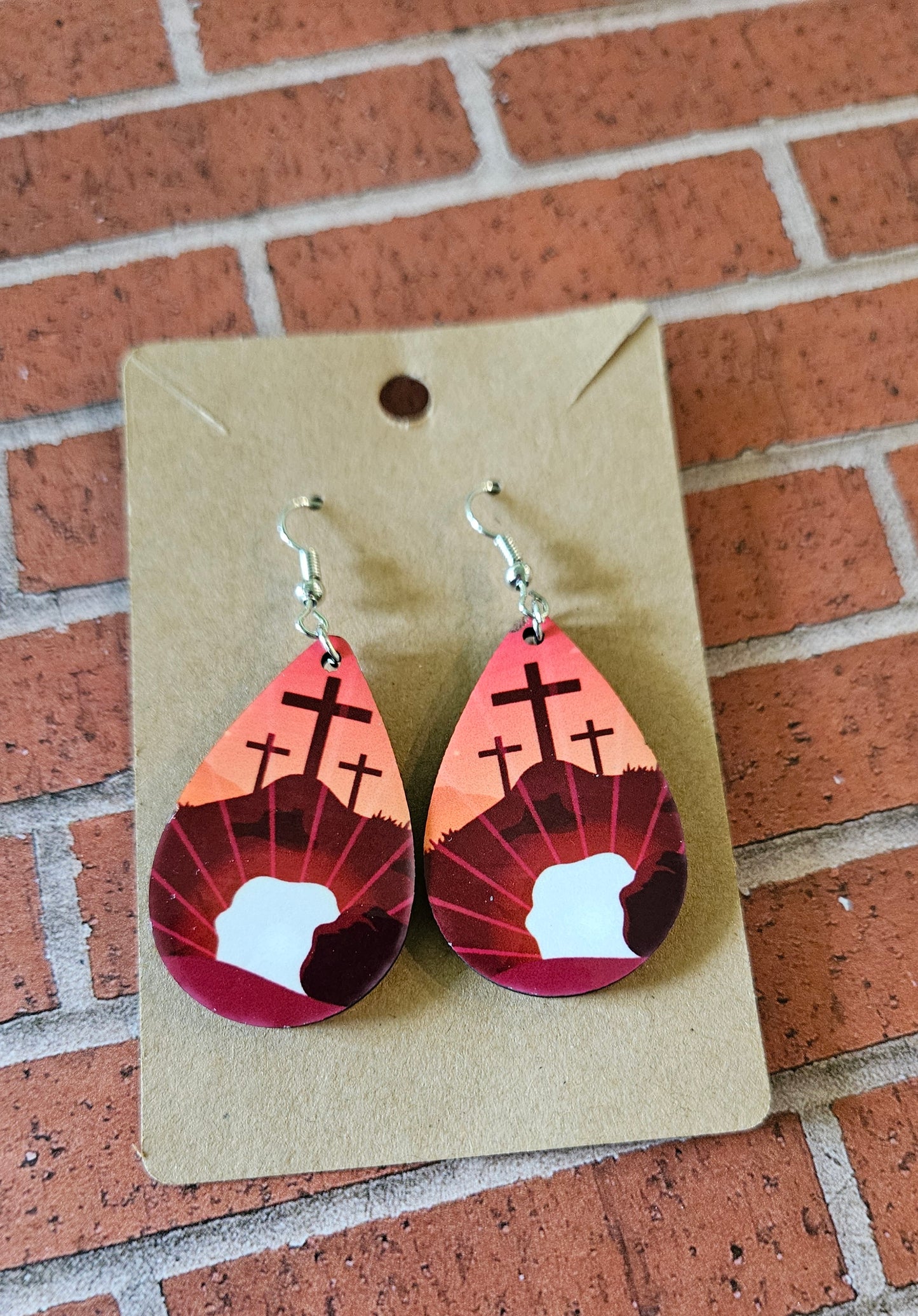 He Is Risen – Double-Sided Easter Teardrop Earrings