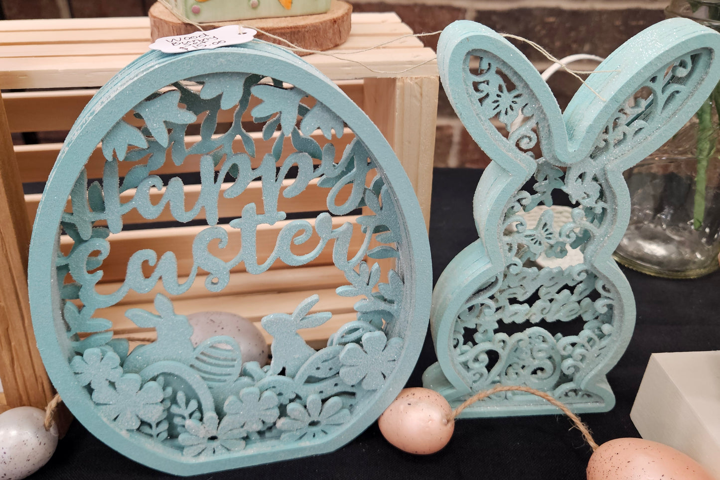 Blue wood Easter set