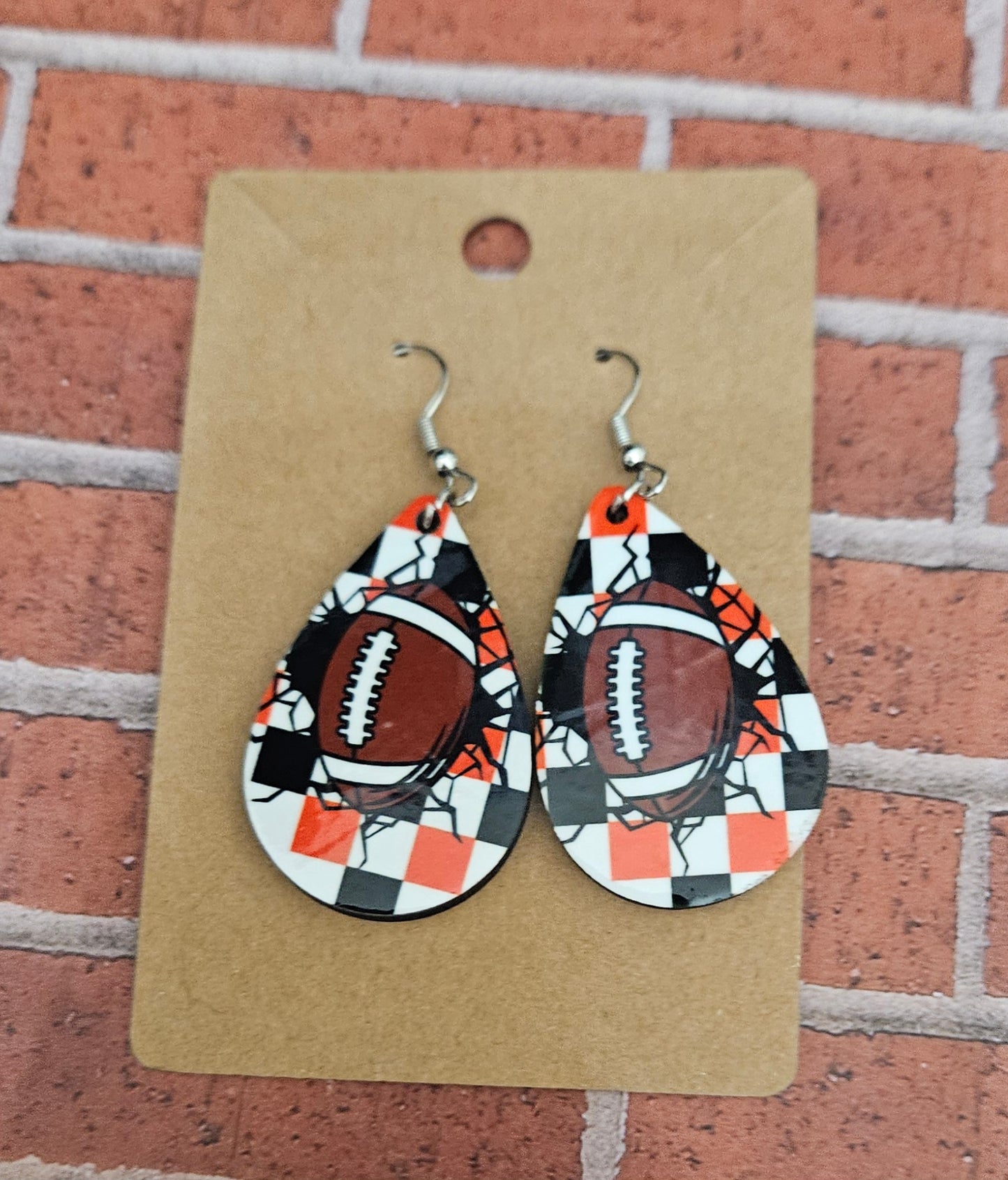 Checkered football earrings