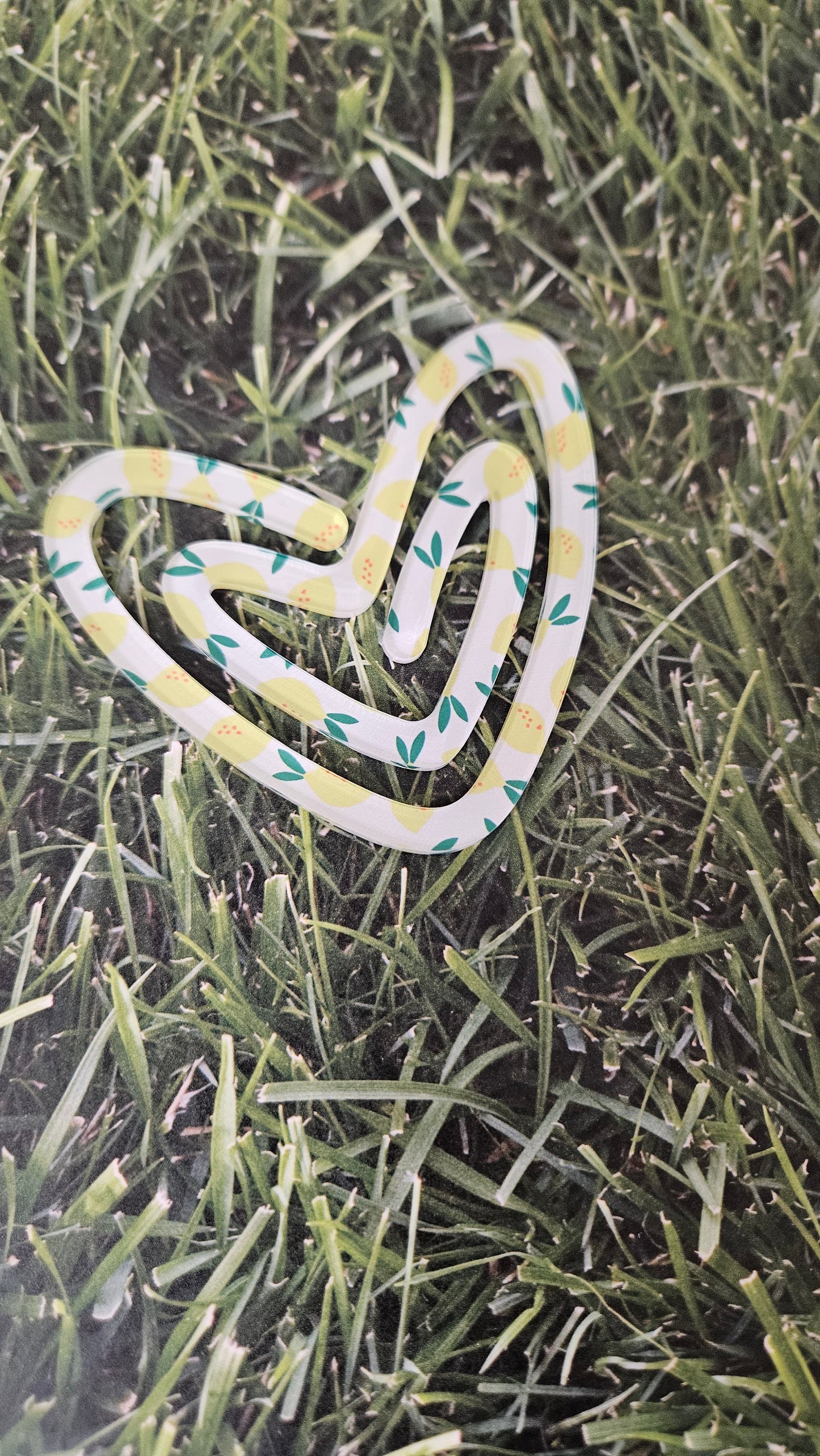 Lemon heart acrylic paperclip