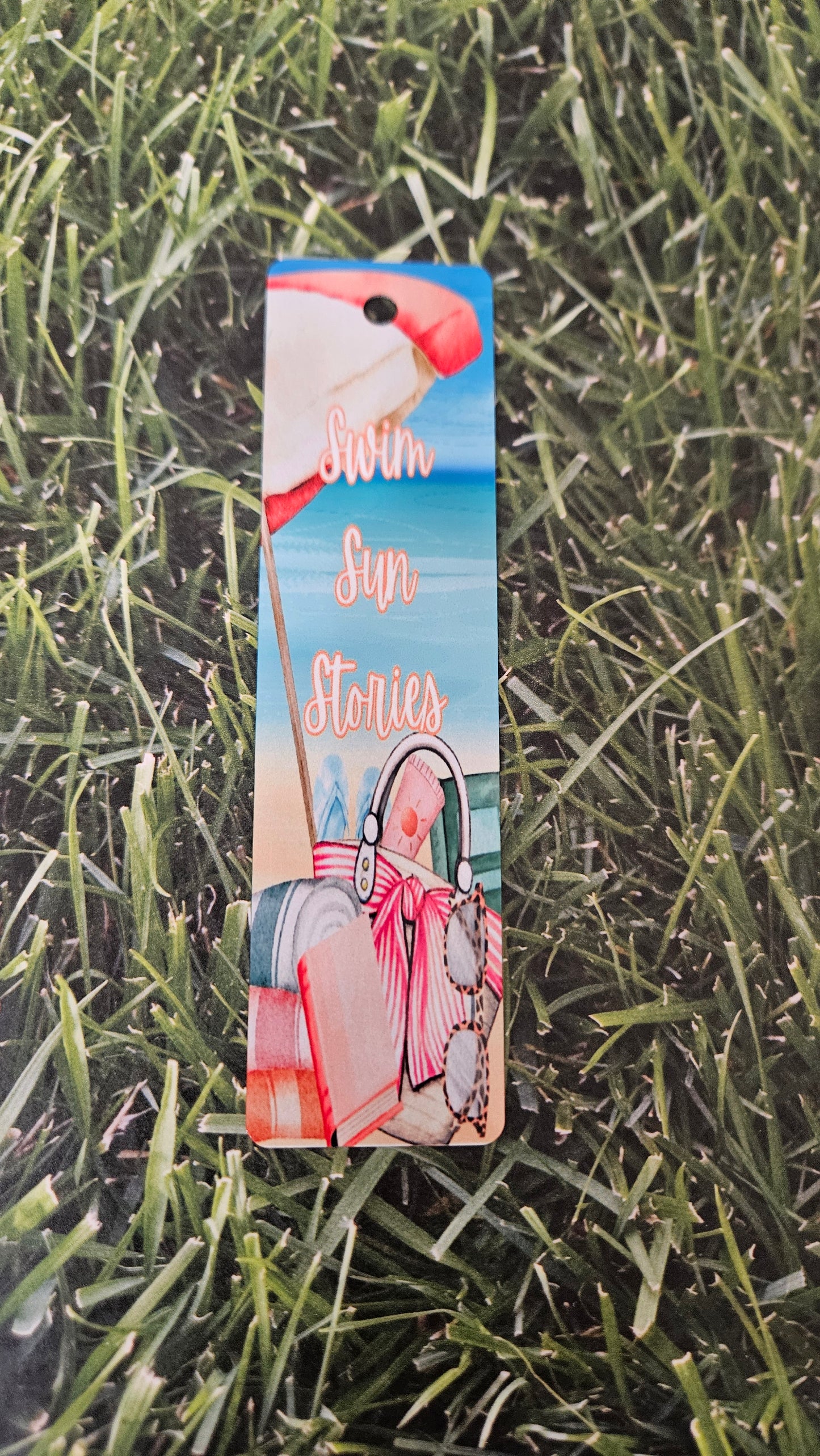 Swim, sun,and stories bookmark