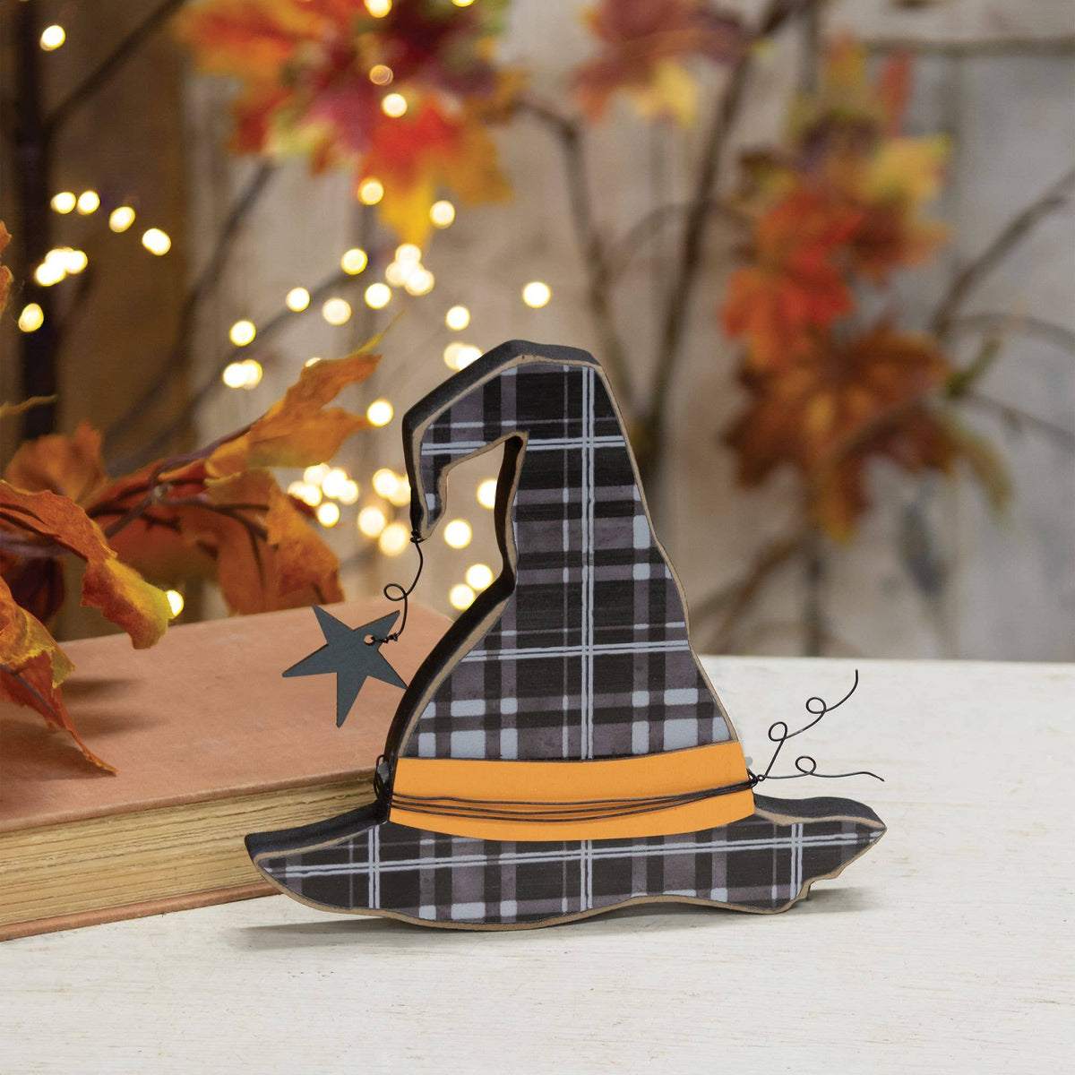 Buffalo Plaid Witch Hat Chunky Sitter