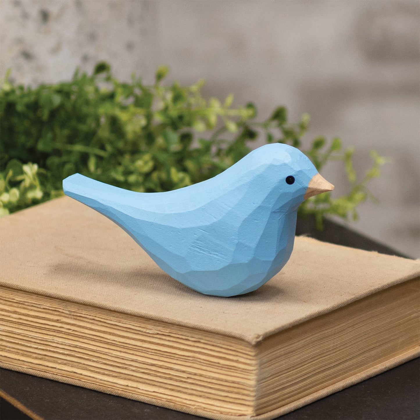 Light Blue Carved Bird Sitter - 2-3/4 In