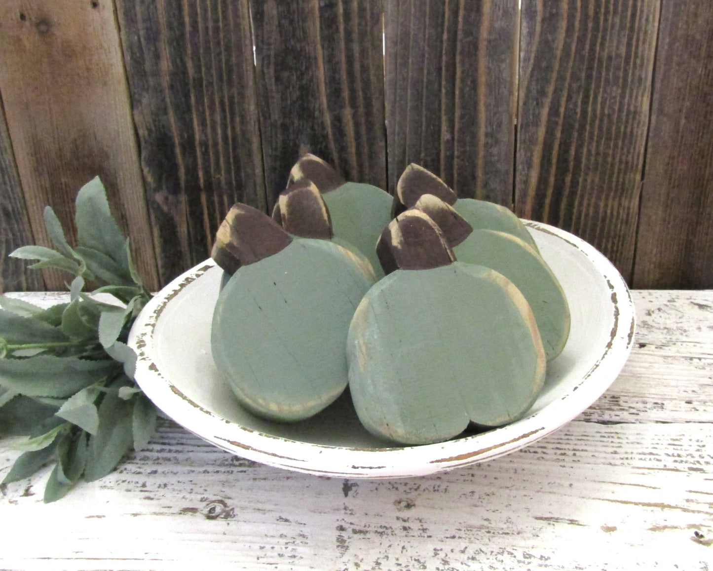 Rustic Chunky Pumpkin Fall Table Decor: Green