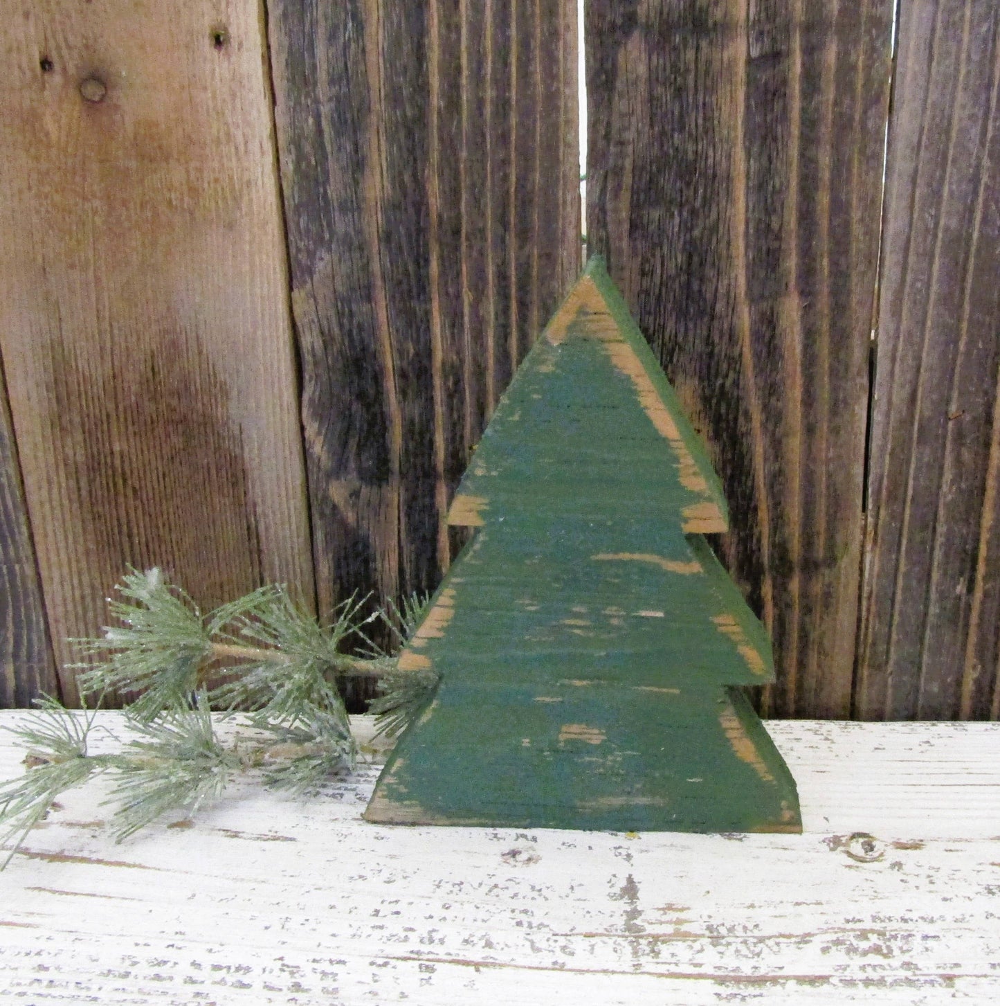 Rustic Wood Christmas Tree - 5 3/4 Inch: Green