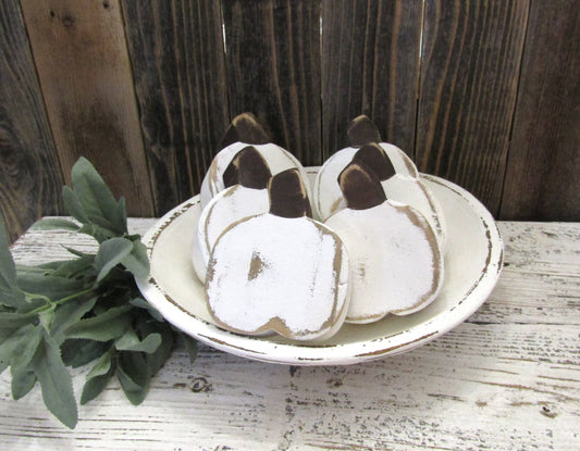 Rustic Chunky Pumpkin Fall Table Decor: White