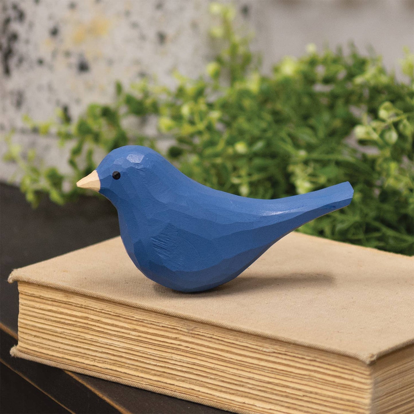 Dark Blue Carved Bird Sitter - 2-3/4 In