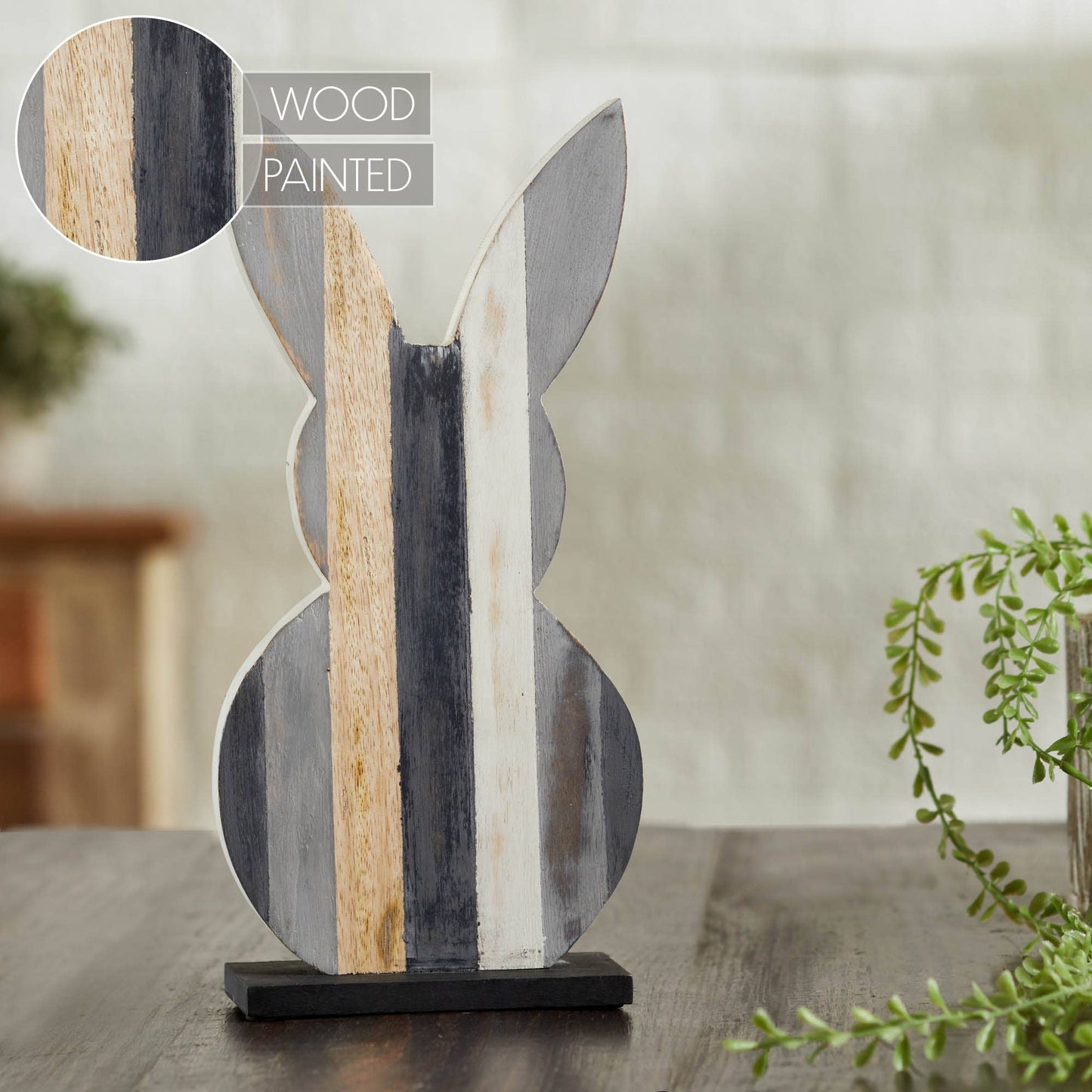 Wooden Painted Rabbit 12x6x2.25