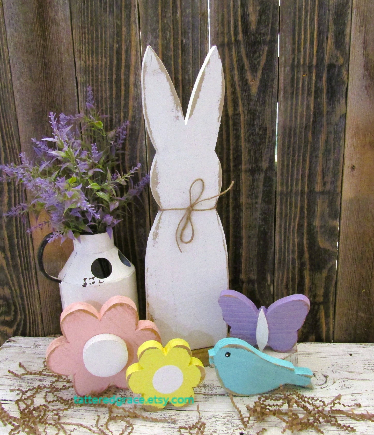 Rustic Wood Rabbit Set of 3, Easter Table Decor