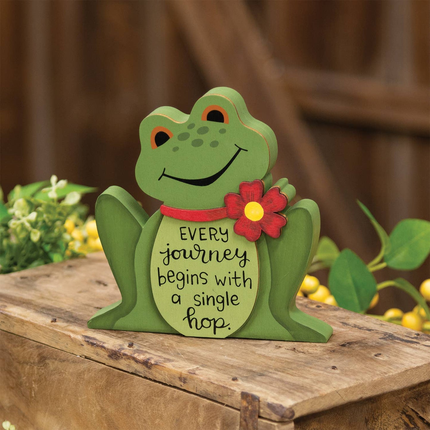 A Single Hop Chunky Wooden Frog Sitter