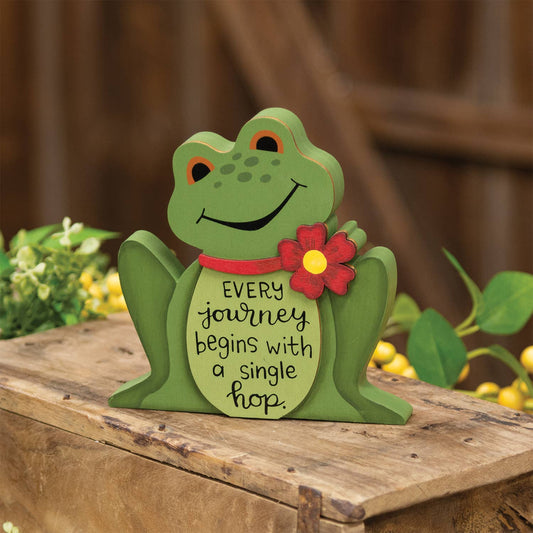 A Single Hop Chunky Wooden Frog Sitter