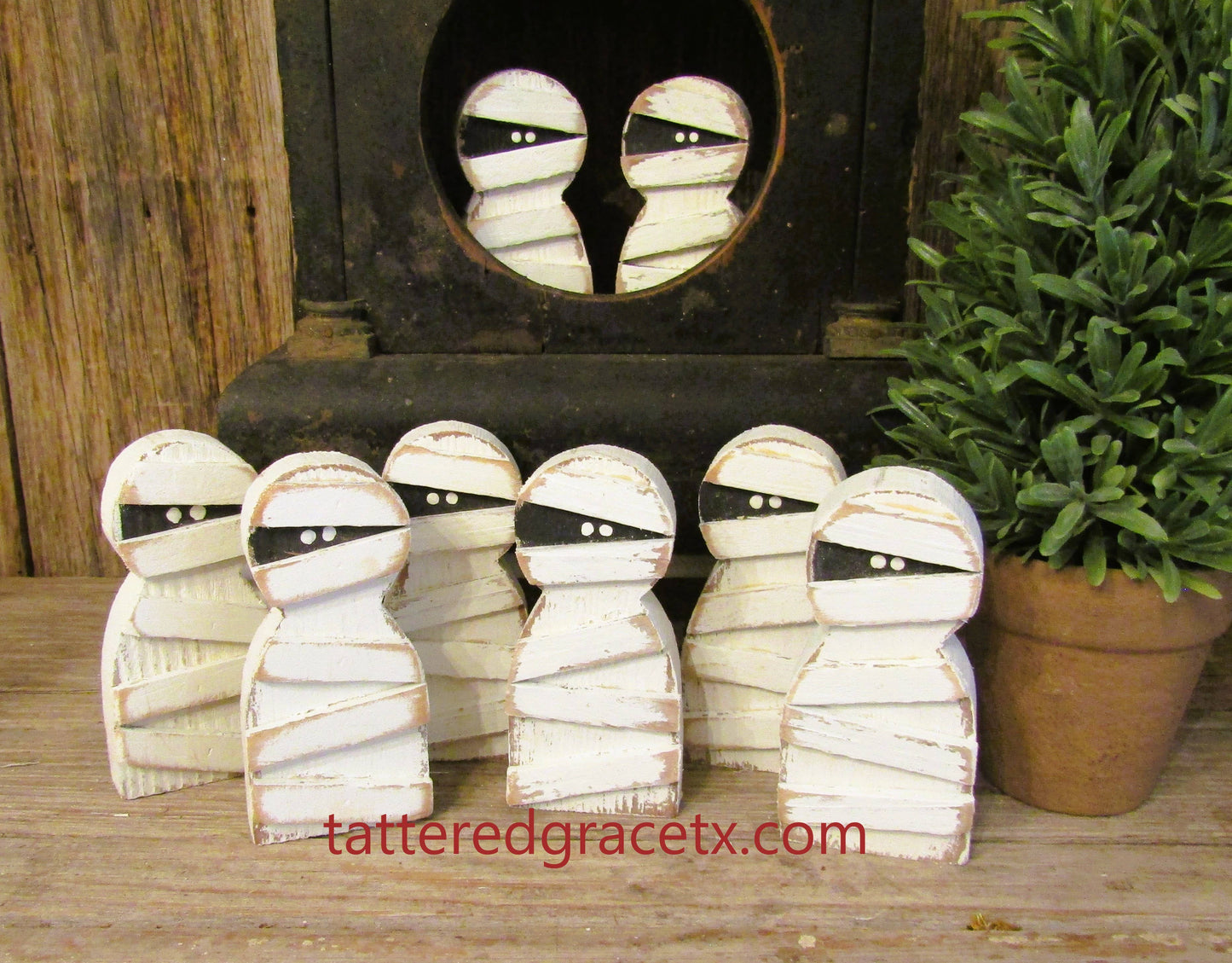 Small Handmade Wood Mummy