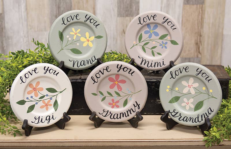 Grandma Love Mini Floral Plate, 5 Assorted