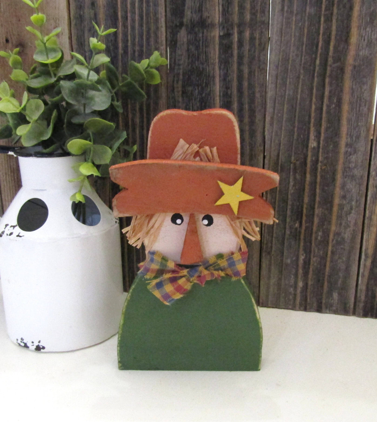 7 1/2 Inch Rustic Scarecrow Fall Decor: Burgundy Red