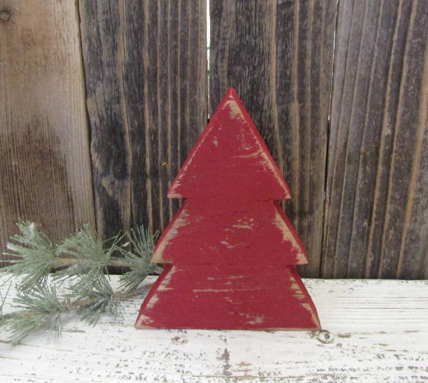 Rustic Wood Christmas Tree - 5 3/4 Inch: Green