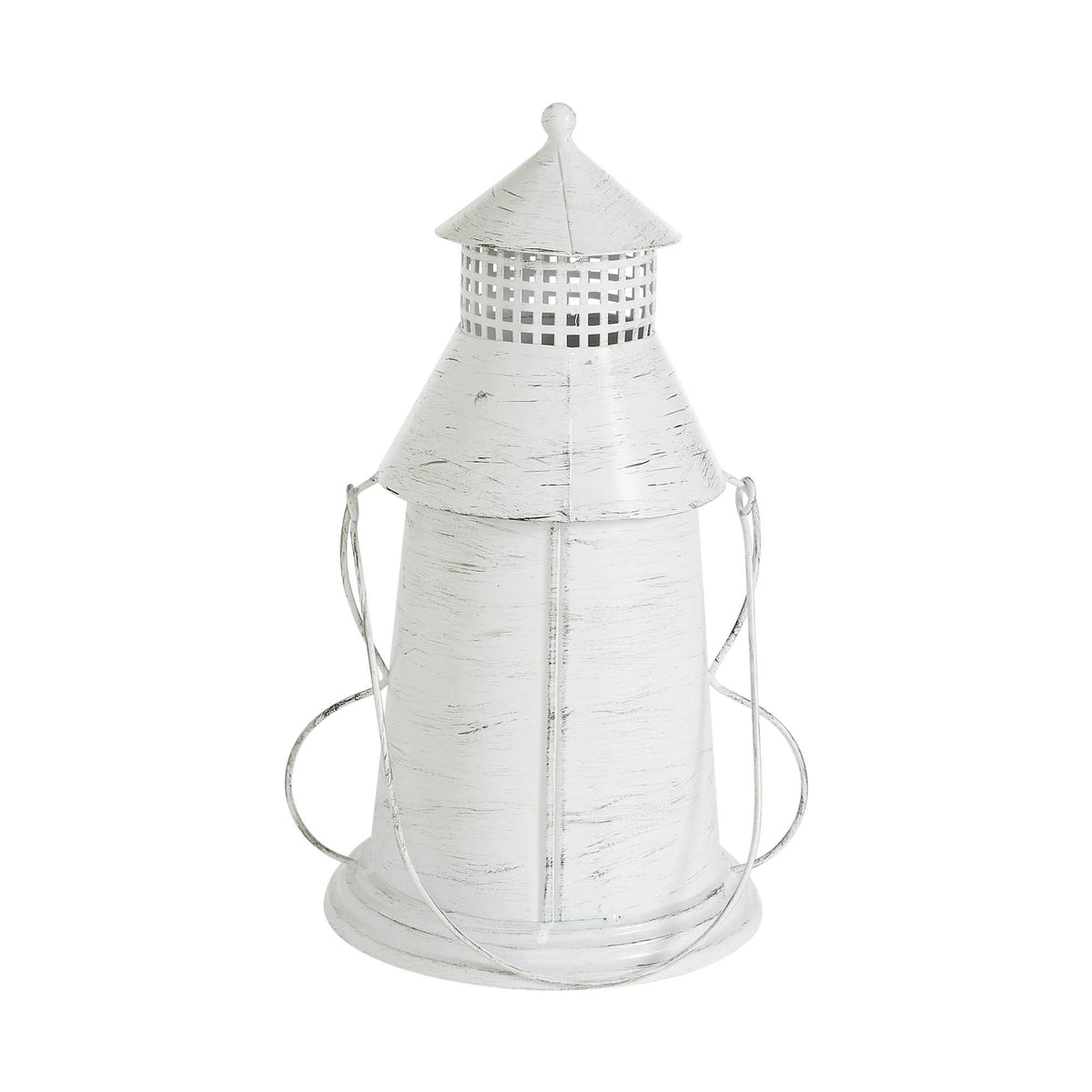 Distressed White Pumpkin Lantern Candle Holder 12x8x6