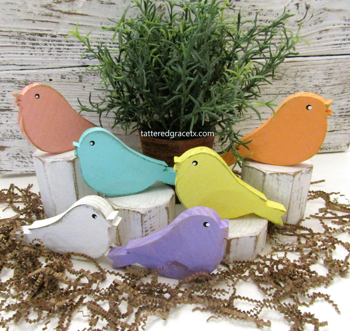 Rustic Spring Bird Tiered Tray Decor: Purple