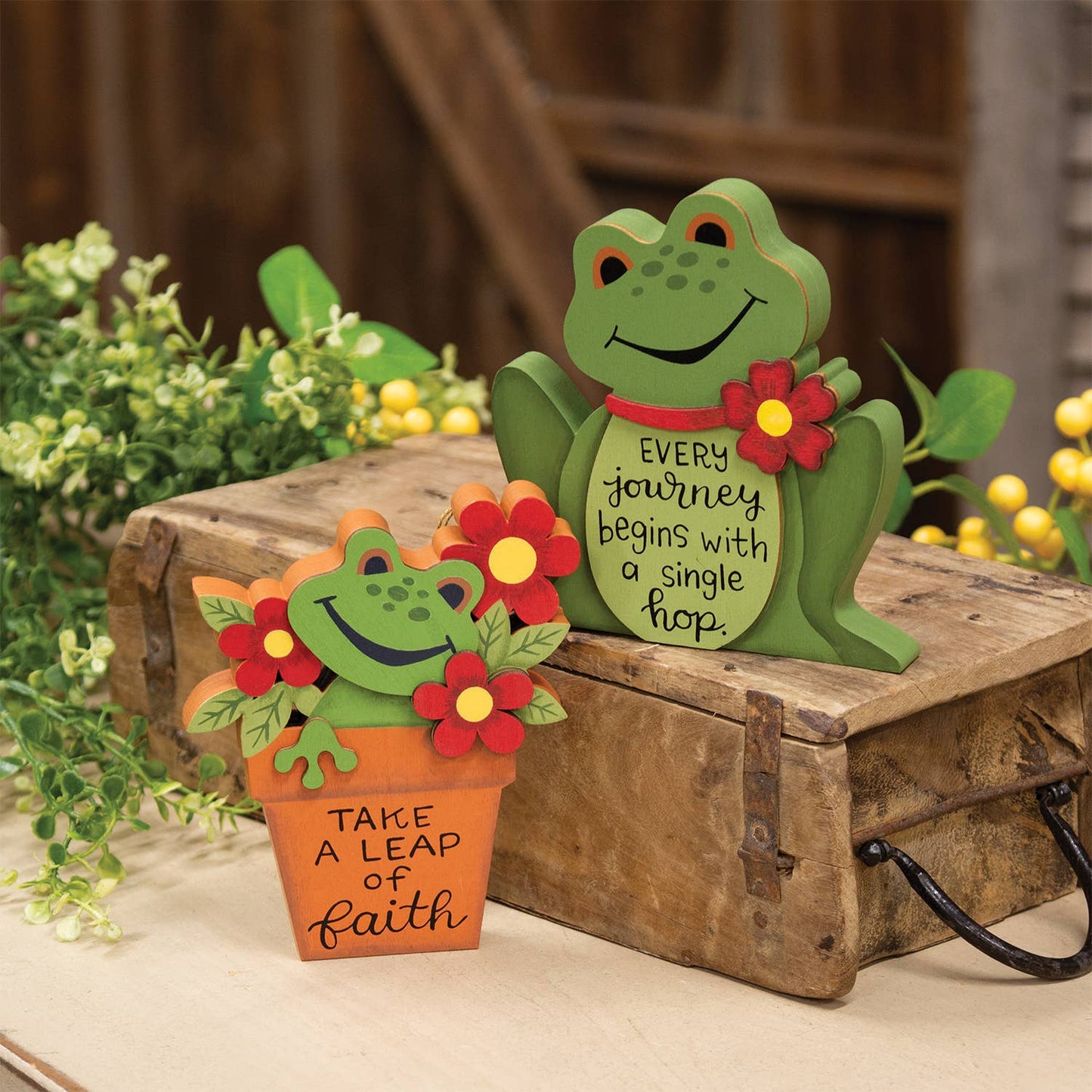 A Single Hop Chunky Wooden Frog Sitter