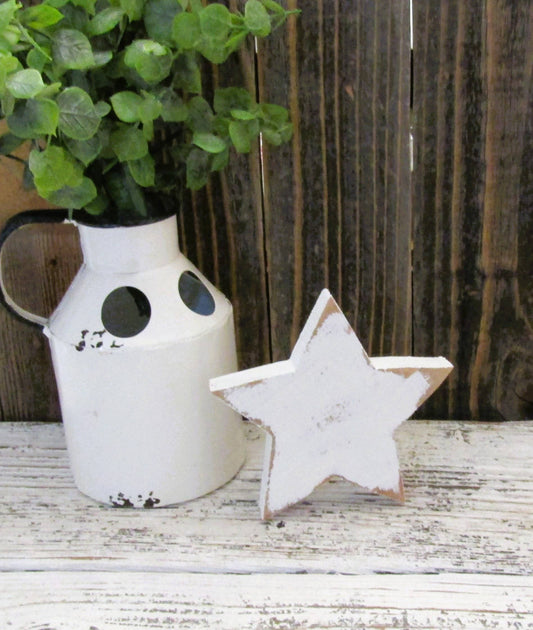 Rustic Wood Star, Patriotic Decor: White