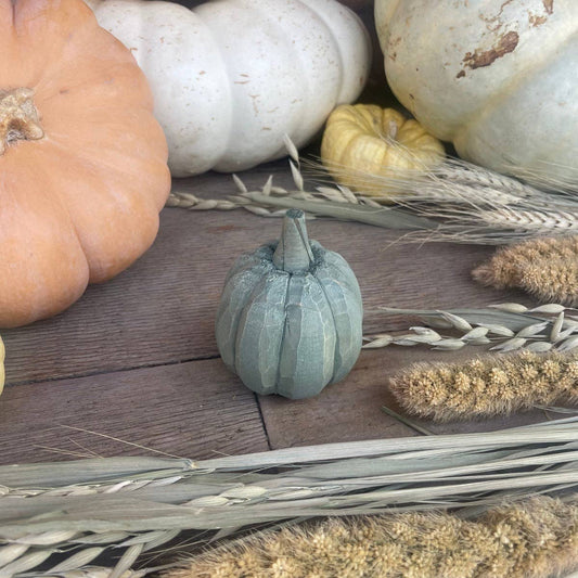 Sm. Green 3D Carved Fall Pumpkin