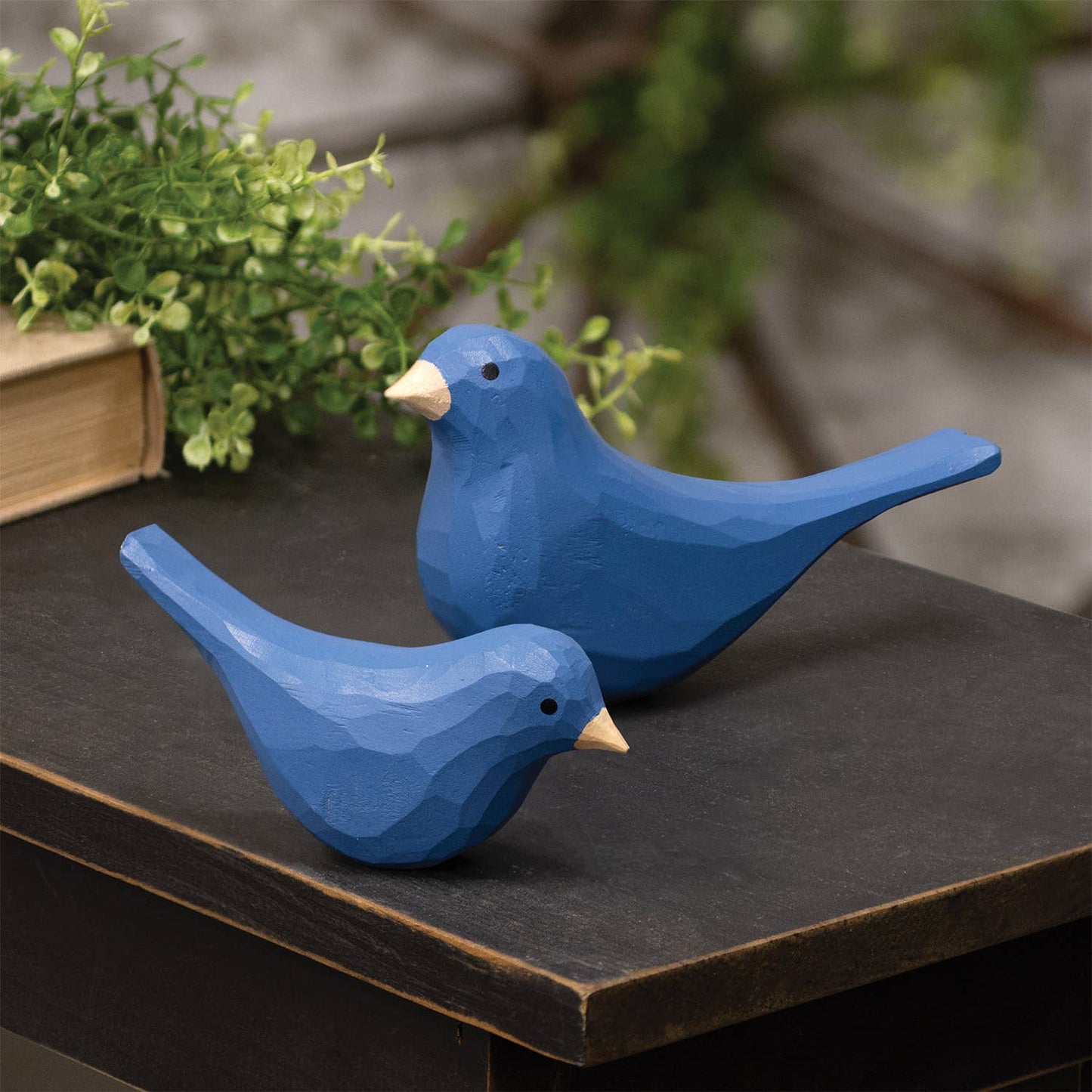 Dark Blue Carved Bird Sitter - 2-3/4 In