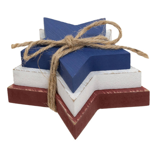 3/Set, Wooden Red, White, & Blue Star Bundle