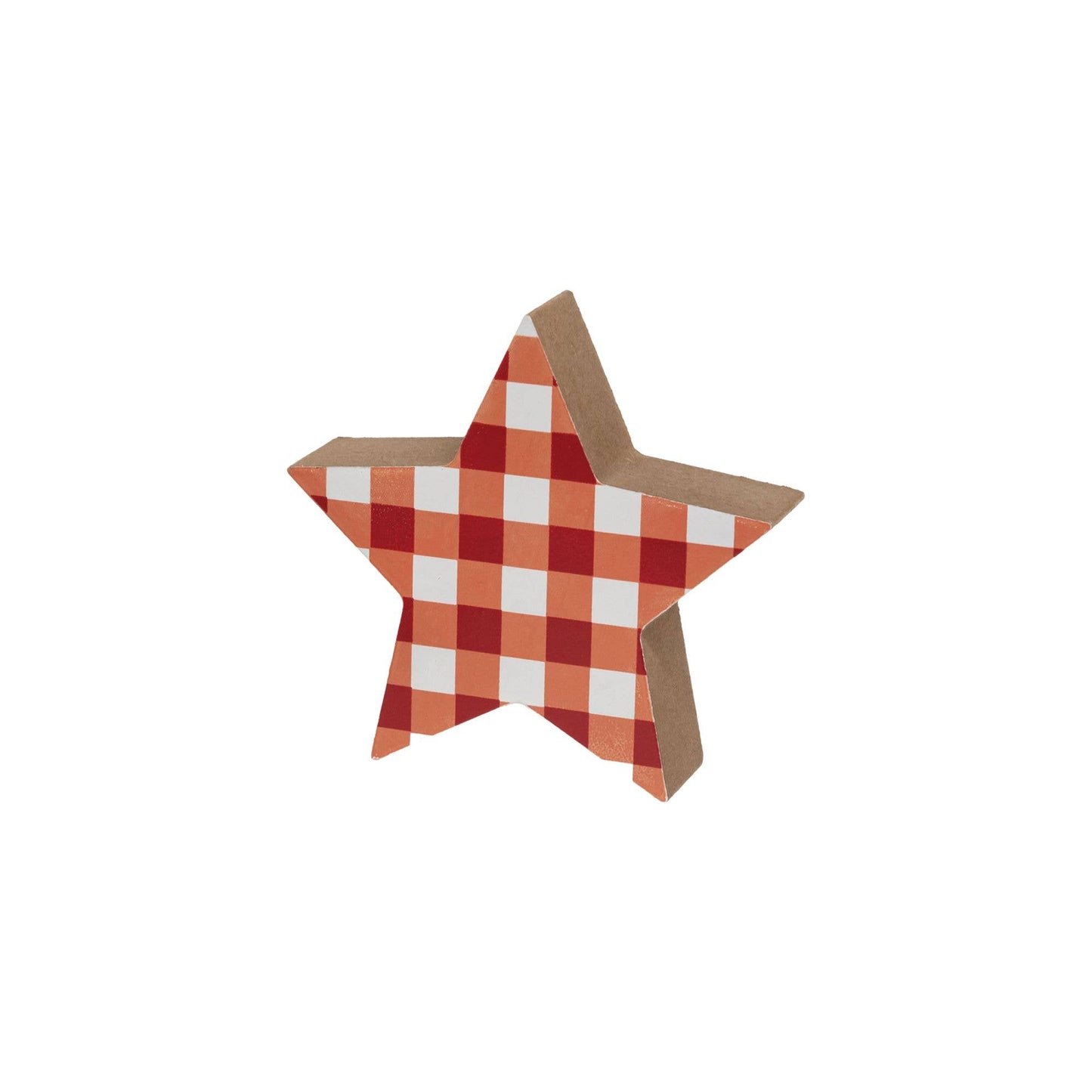 2/Set, Blue & Red Plaid Wooden Stars