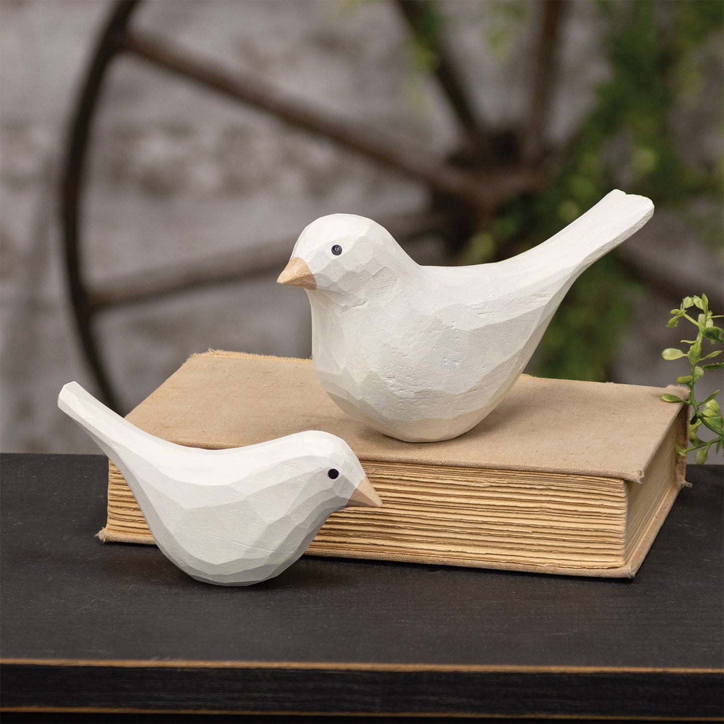 White Carved Bird Sitter - 2-3/4 In