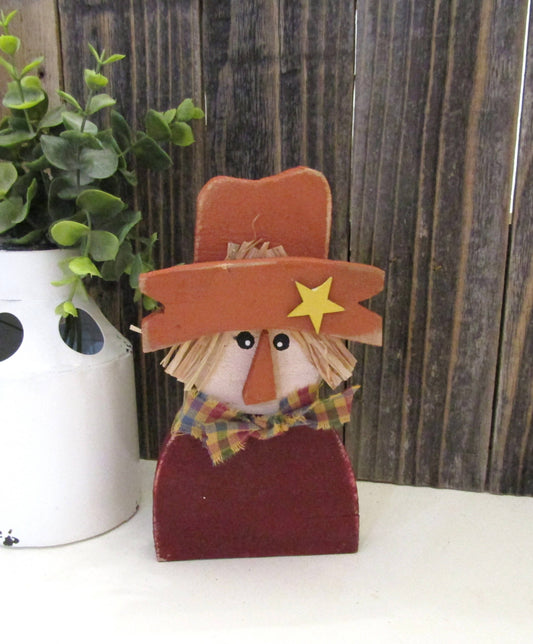 7 1/2 Inch Rustic Scarecrow Fall Decor: Burgundy Red