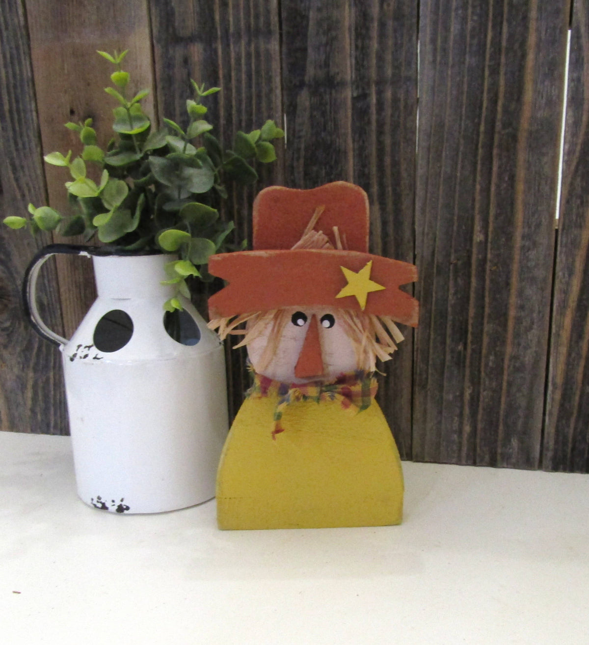 7 1/2 Inch Rustic Scarecrow Fall Decor: Burgundy Red