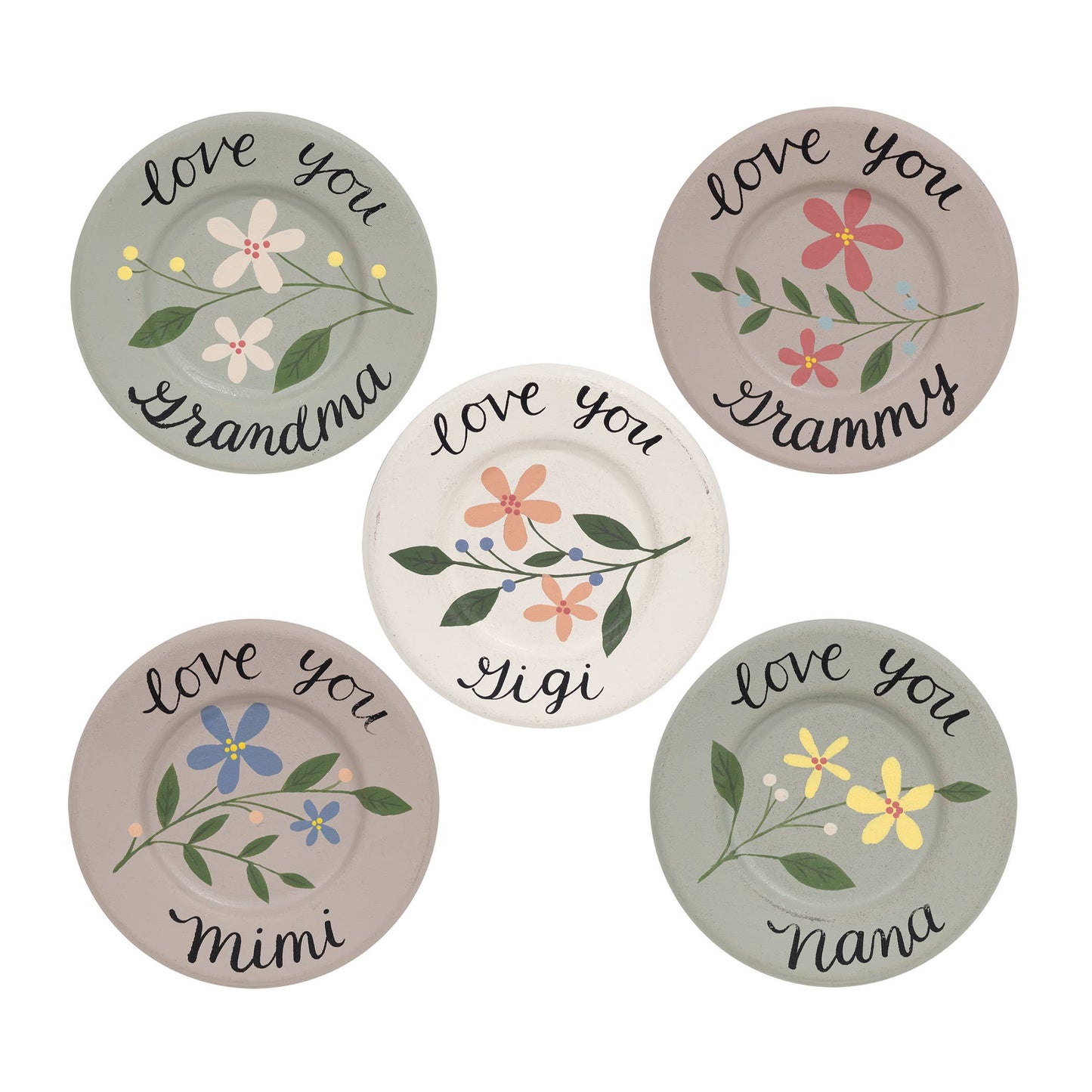 Grandma Love Mini Floral Plate, 5 Assorted