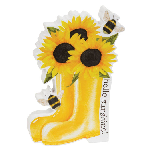 Hello Sunshine Sunflower Boots & Bees Chunky Sitter