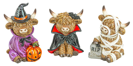 Vampire Costumed Halloween Highland Cow 5"