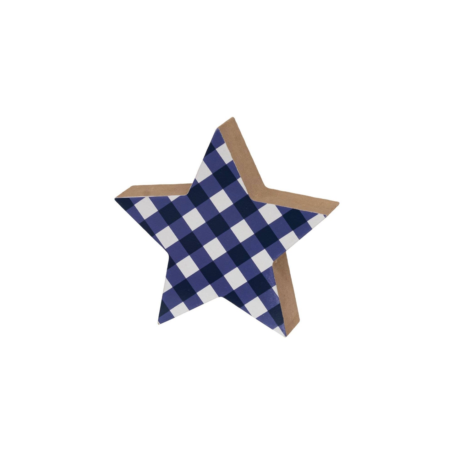 2/Set, Blue & Red Plaid Wooden Stars