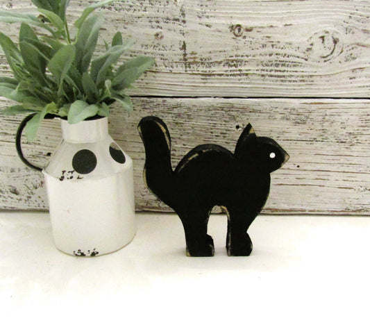 Rustic Wood Black Cat Halloween Decor