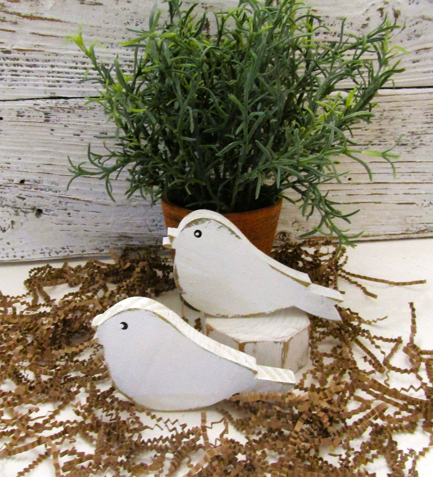 Rustic Spring Bird Tiered Tray Decor: Orange