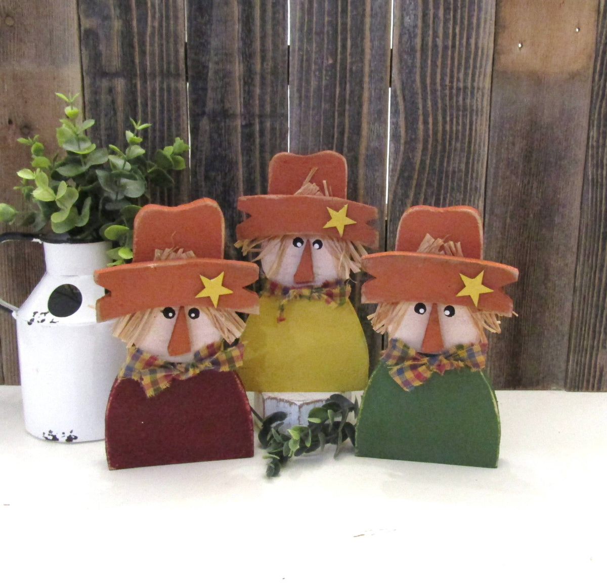 7 1/2 Inch Rustic Scarecrow Fall Decor: Burgundy Red