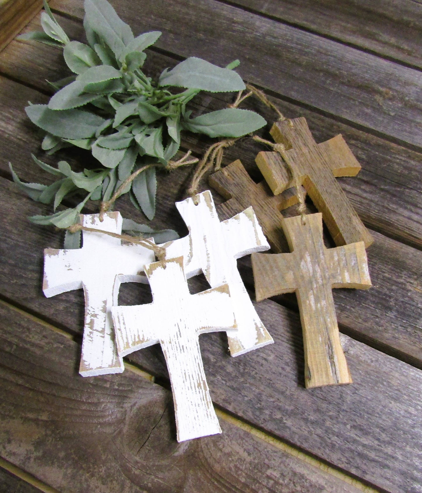 Rustic Cross Ornament: Natural Wood