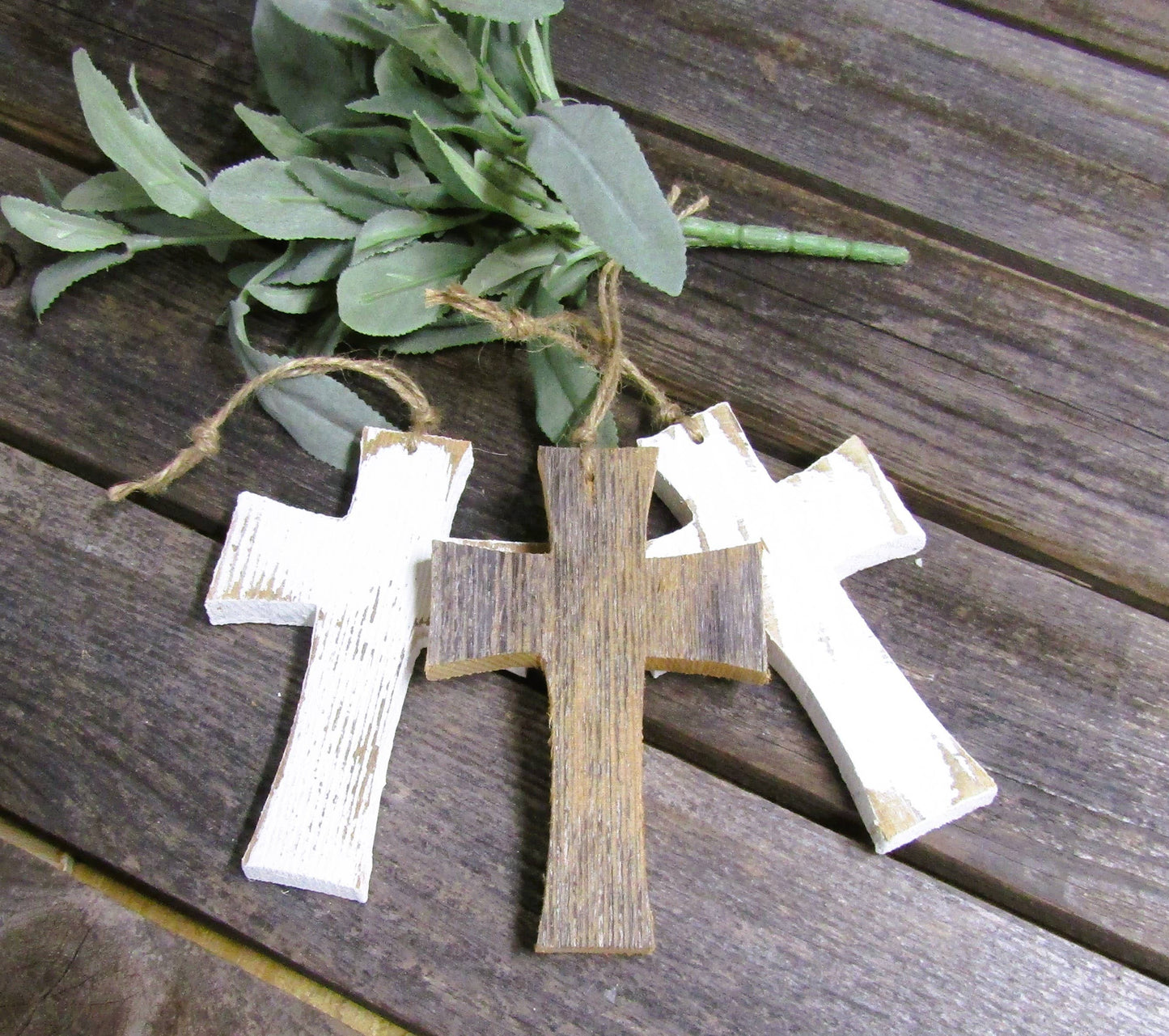 Rustic Cross Ornament: Natural Wood