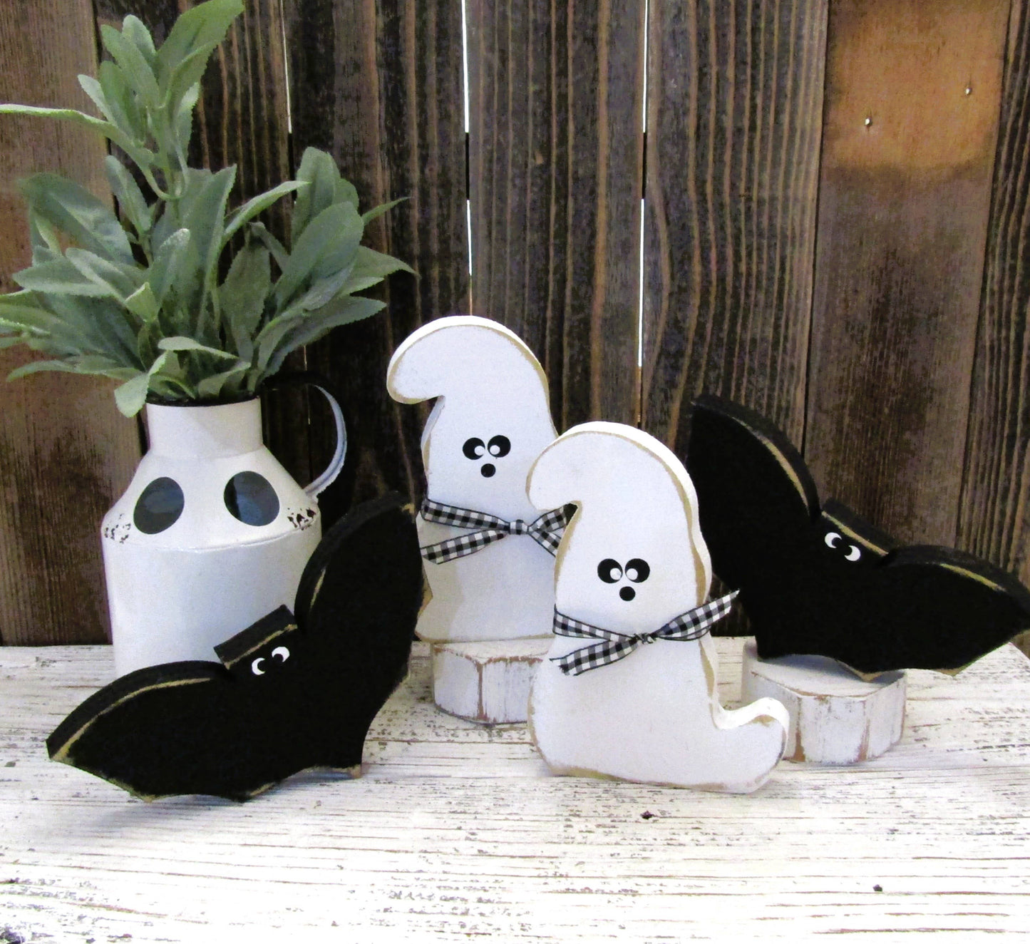 Chunky Wood Ghost or Bat Halloween Decor: Bat