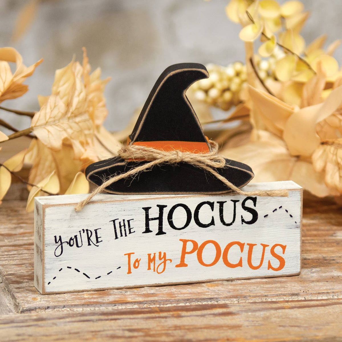 2/Set - Hocus Pocus Wooden Block & Witch Hat Sitters