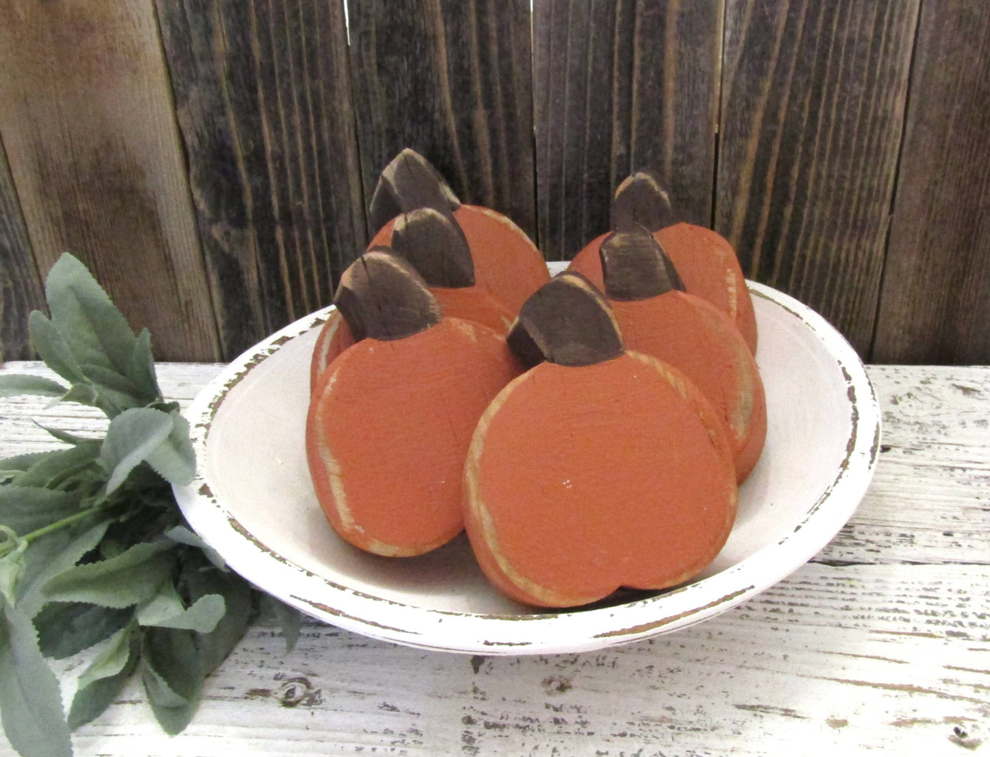 Rustic Chunky Pumpkin Fall Table Decor: White