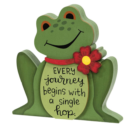 A Single Hop Chunky Wooden Frog Sitter