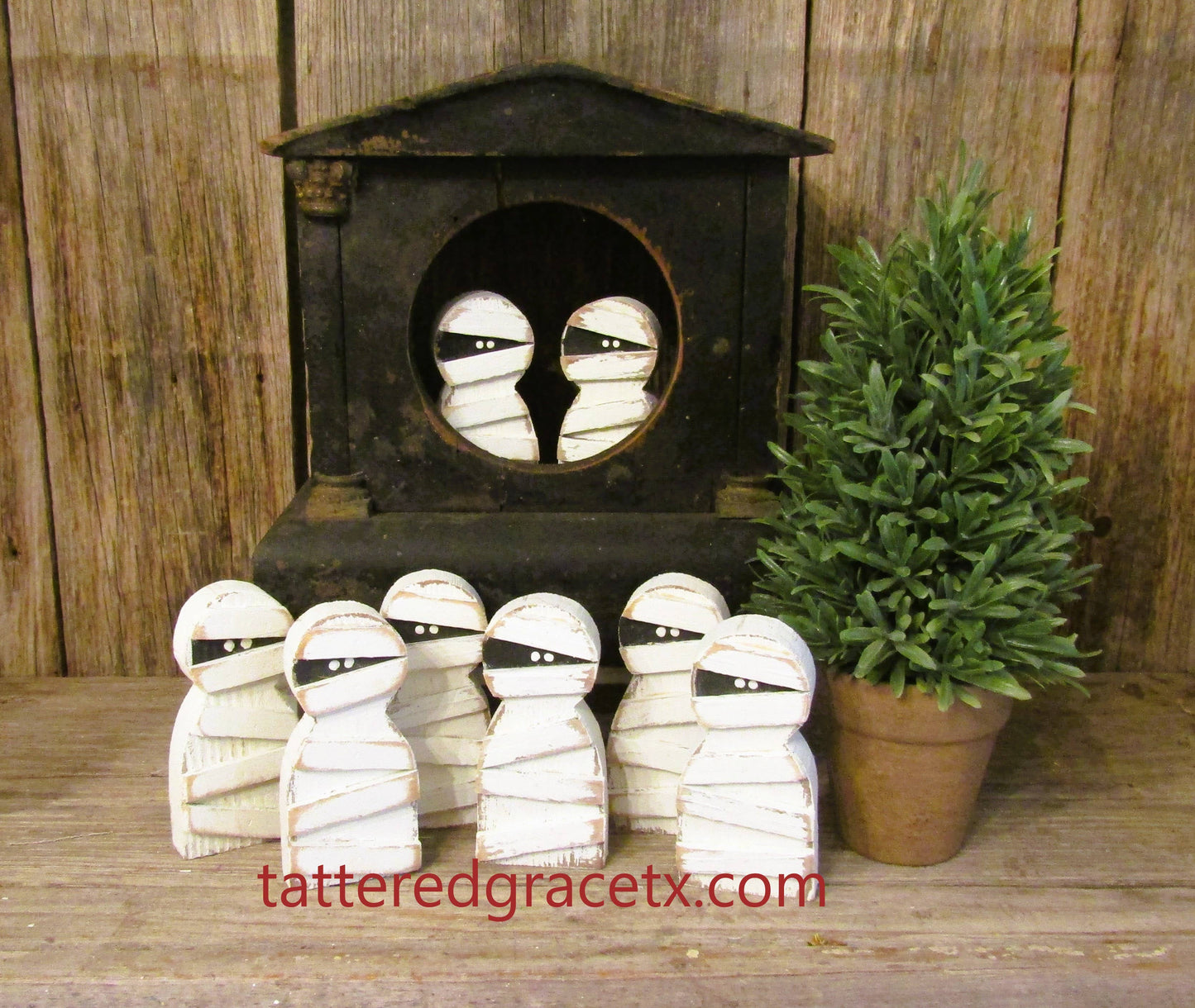 Small Handmade Wood Mummy